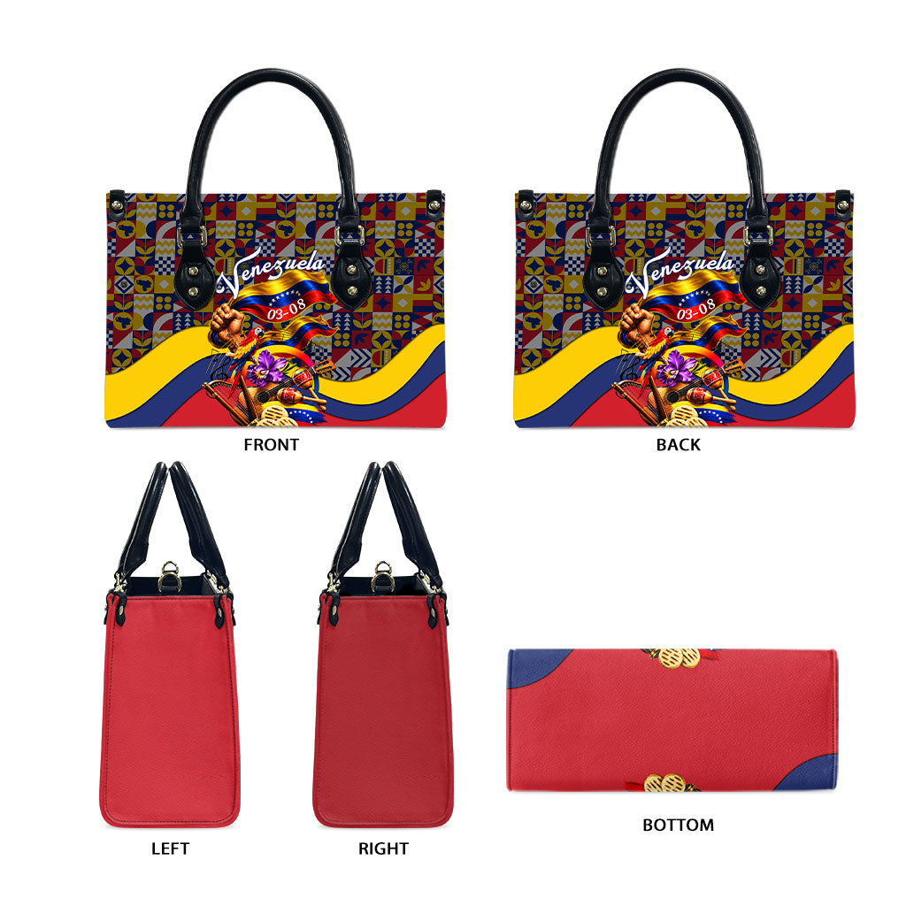 Venezuela Flag Day Patriotism Leather Bag Heritage Flag Jaguar Traditional Instruments