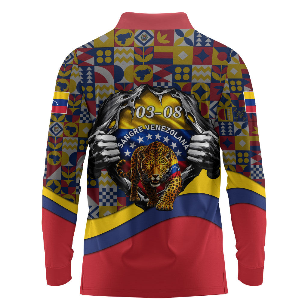 Venezuela Flag Day Patriotism Long Sleeve Polo Shirt Heritage Flag Jaguar Traditional Instruments