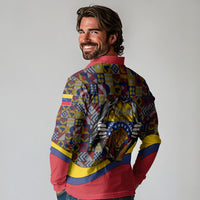 Venezuela Flag Day Patriotism Long Sleeve Polo Shirt Heritage Flag Jaguar Traditional Instruments