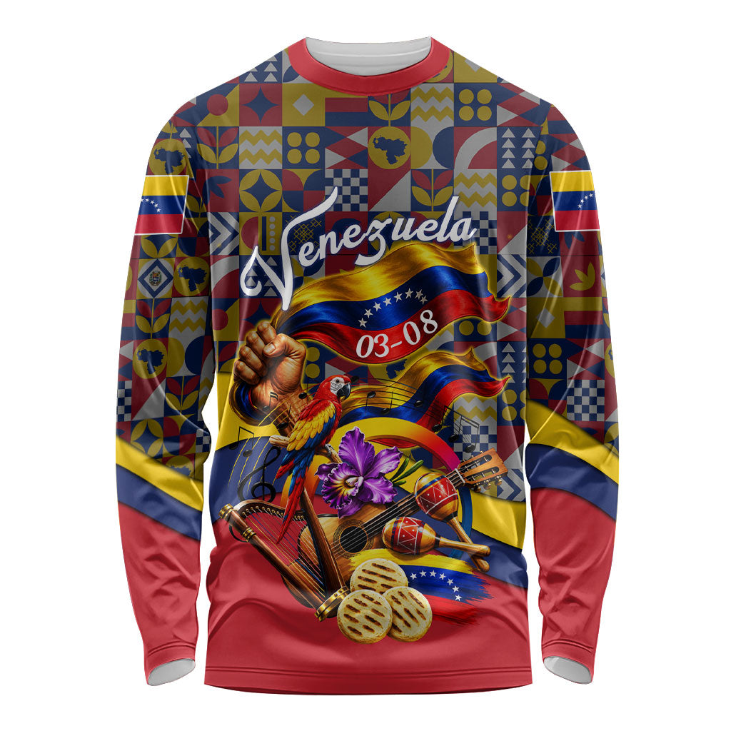 Venezuela Flag Day Patriotism Long Sleeve Shirt Heritage Flag Jaguar Traditional Instruments