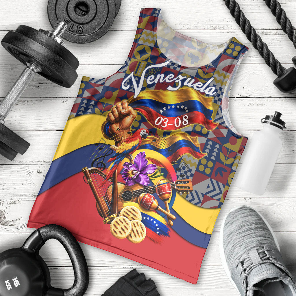 Venezuela Flag Day Patriotism Men Tank Top Heritage Flag Jaguar Traditional Instruments