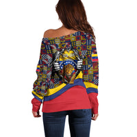 Venezuela Flag Day Patriotism Off Shoulder Sweater Heritage Flag Jaguar Traditional Instruments