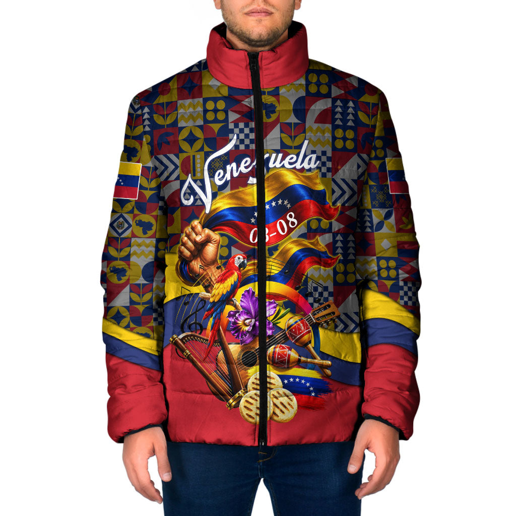 Venezuela Flag Day Patriotism Padded Jacket Heritage Flag Jaguar Traditional Instruments
