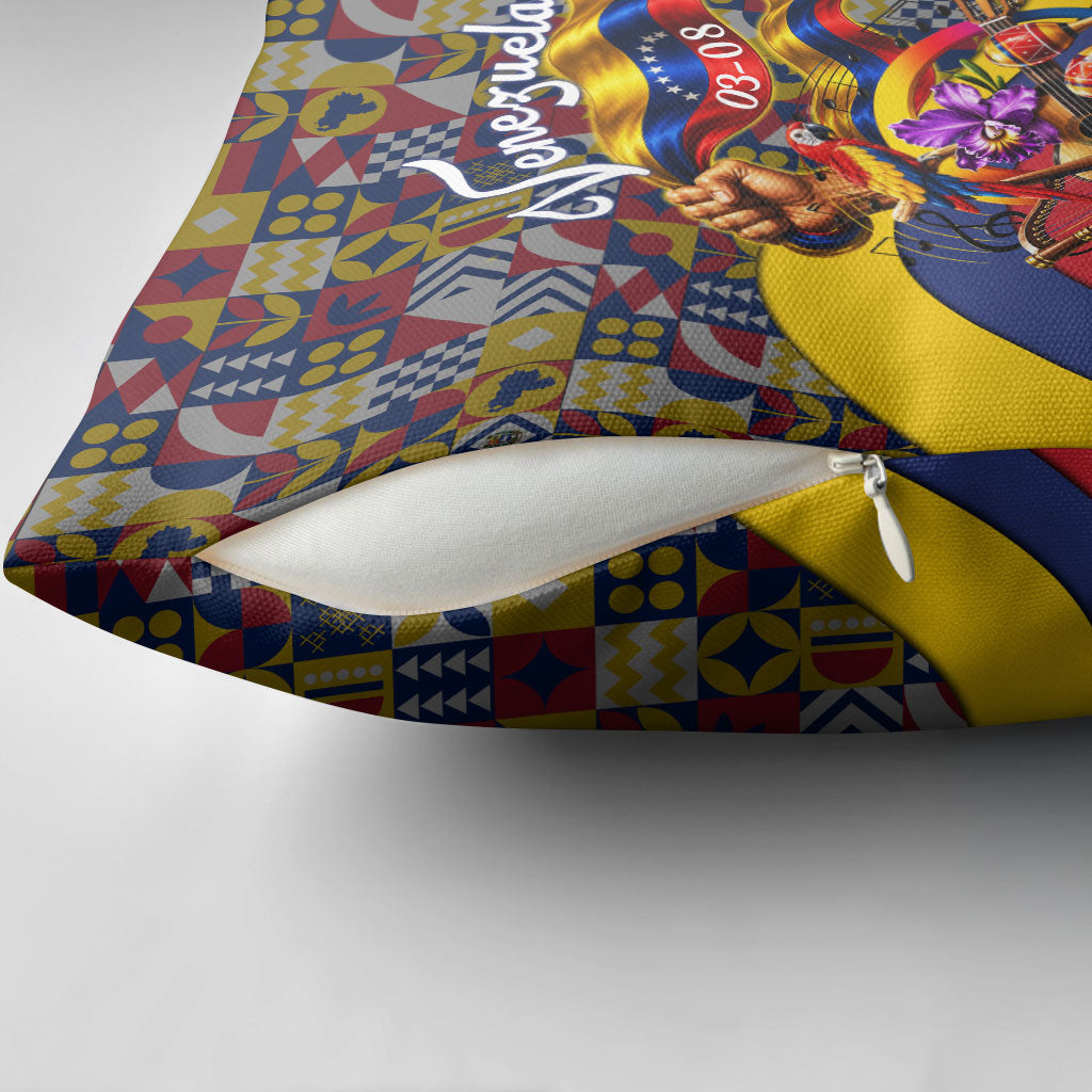 Venezuela Flag Day Patriotism Pillow Cover Heritage Flag Jaguar Traditional Instruments