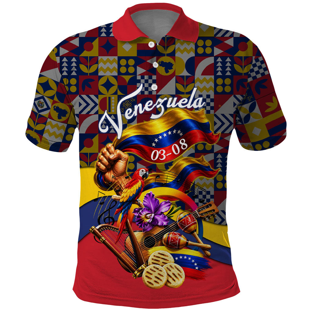 Venezuela Flag Day Patriotism Polo Shirt Heritage Flag Jaguar Traditional Instruments
