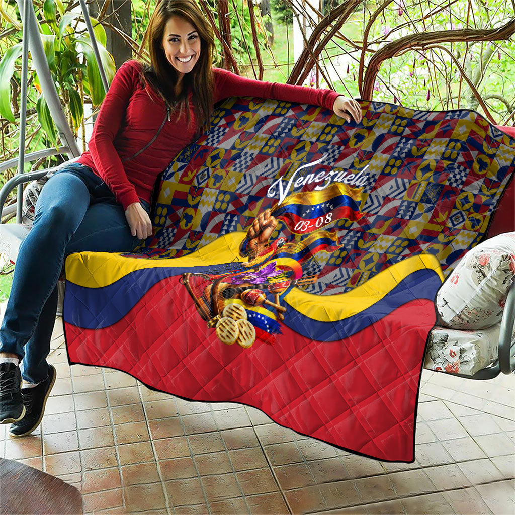 Venezuela Flag Day Patriotism Quilt Heritage Flag Jaguar Traditional Instruments