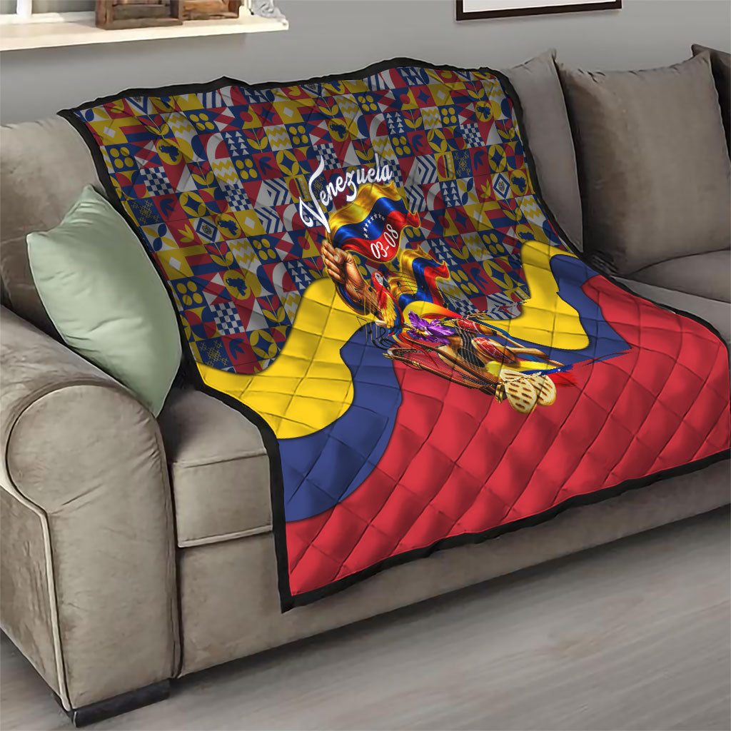 Venezuela Flag Day Patriotism Quilt Heritage Flag Jaguar Traditional Instruments