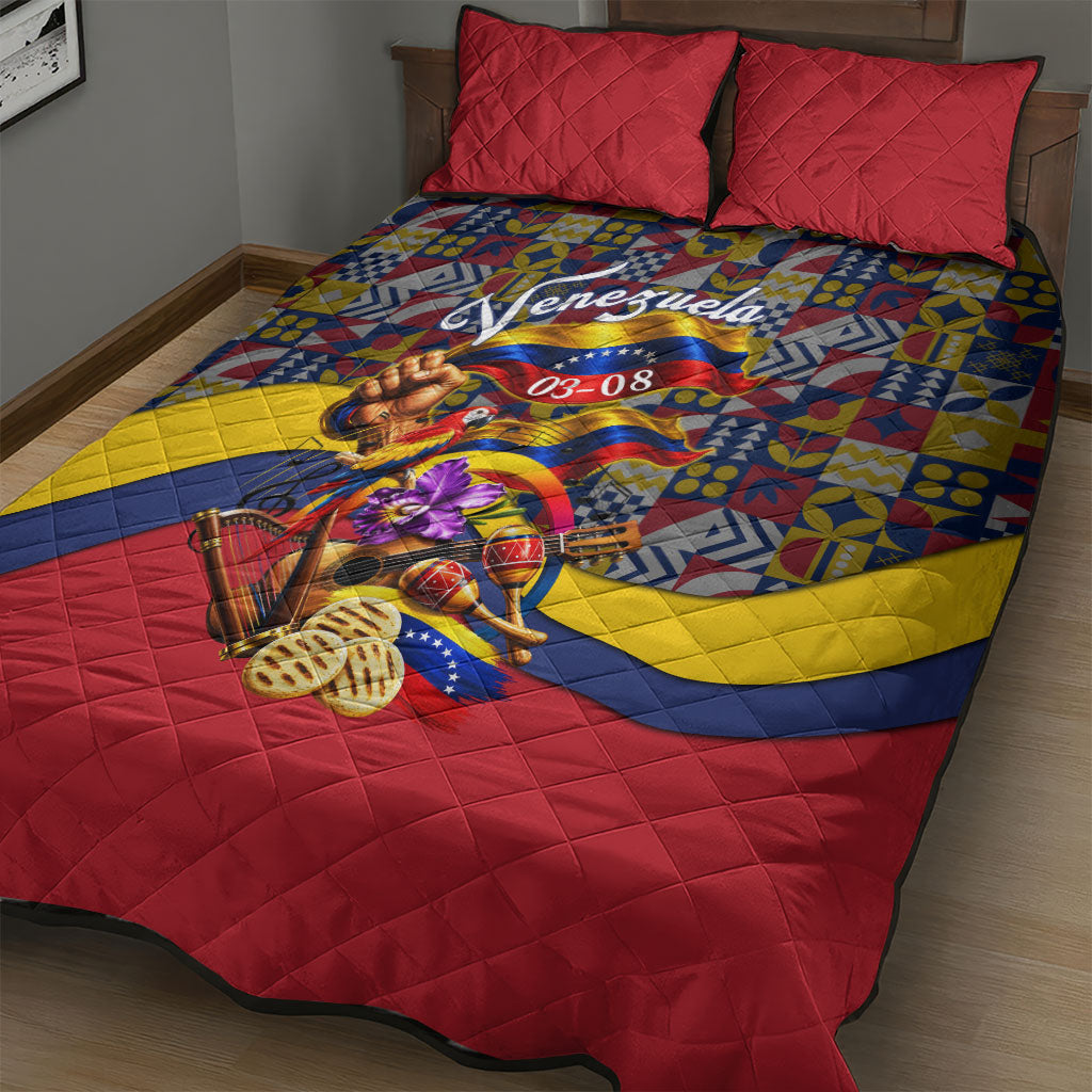 Venezuela Flag Day Patriotism Quilt Bed Set Heritage Flag Jaguar Traditional Instruments