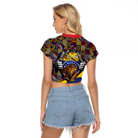 Venezuela Flag Day Patriotism Raglan Cropped T Shirt Heritage Flag Jaguar Traditional Instruments
