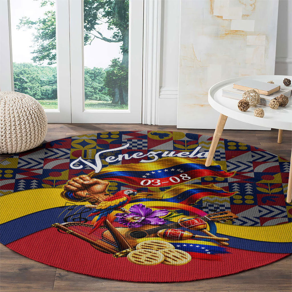 Venezuela Flag Day Patriotism Round Carpet Heritage Flag Jaguar Traditional Instruments