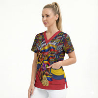 Venezuela Flag Day Patriotism Scrub Top Heritage Flag Jaguar Traditional Instruments