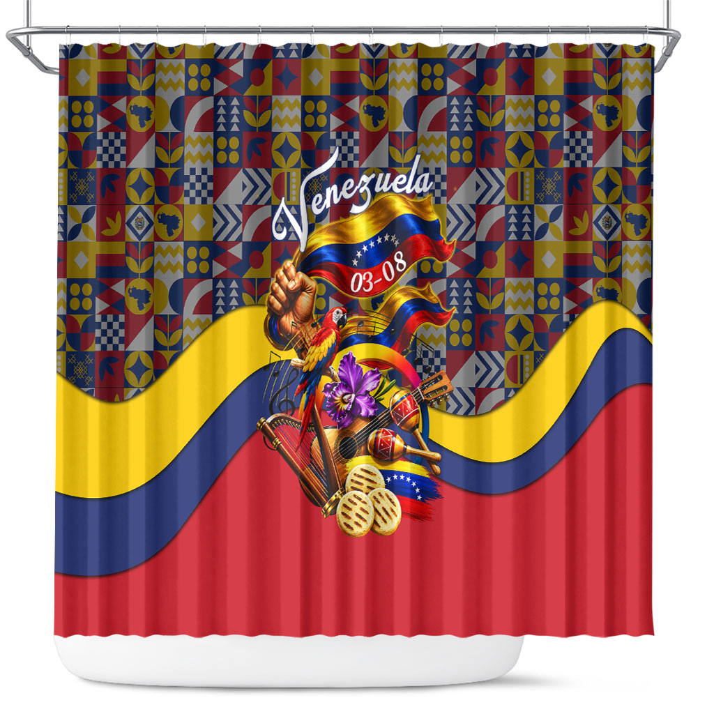 Venezuela Flag Day Patriotism Shower Curtain Heritage Flag Jaguar Traditional Instruments