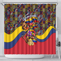 Venezuela Flag Day Patriotism Shower Curtain Heritage Flag Jaguar Traditional Instruments