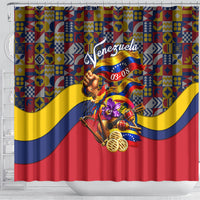Venezuela Flag Day Patriotism Shower Curtain Heritage Flag Jaguar Traditional Instruments