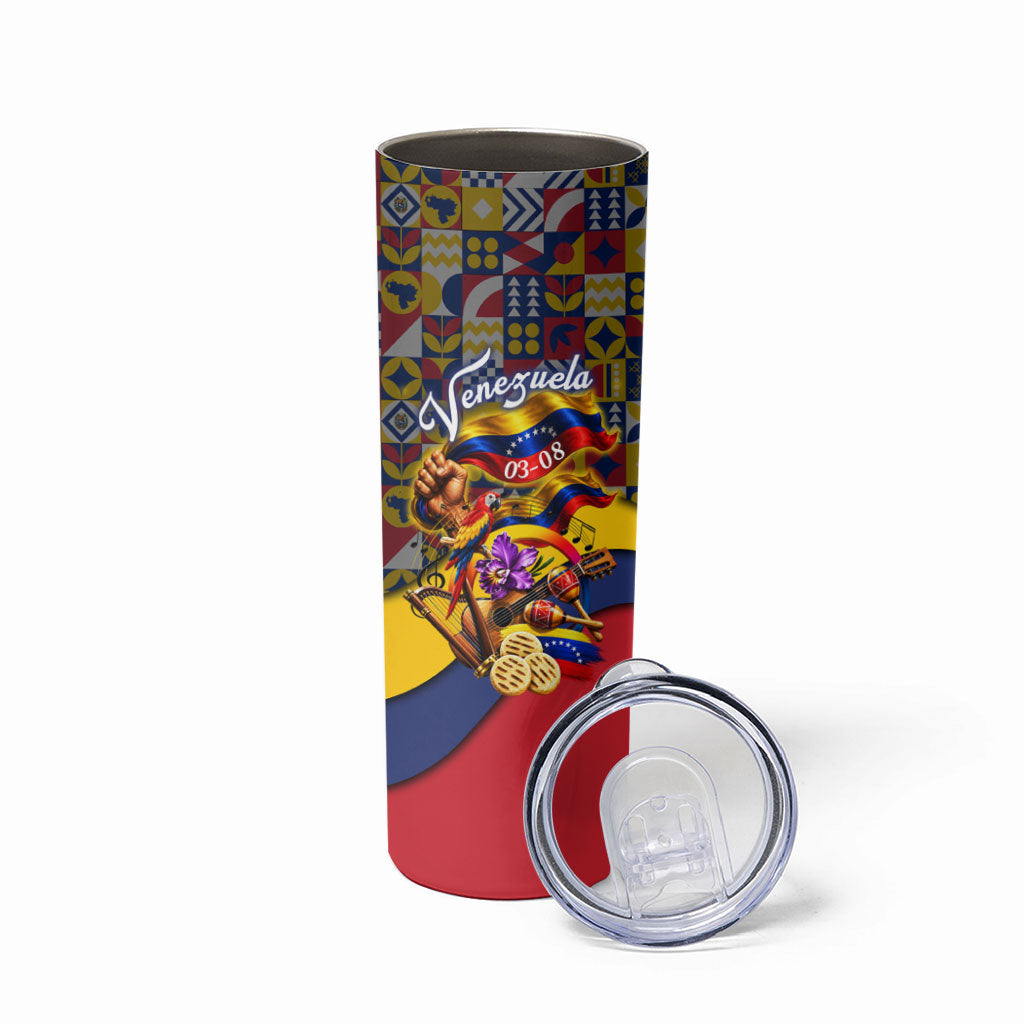 Venezuela Flag Day Patriotism Skinny Tumbler Heritage Flag Jaguar Traditional Instruments