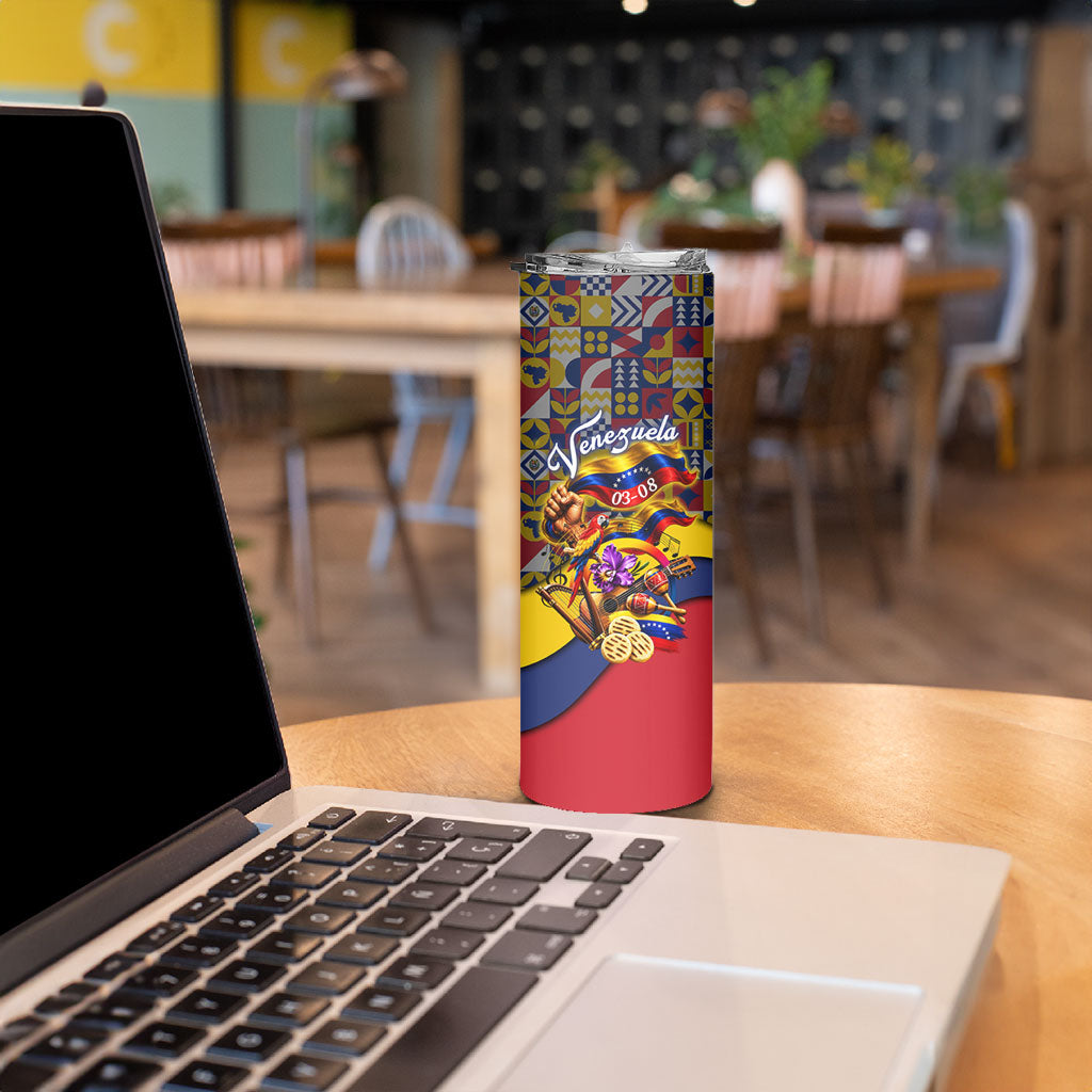Venezuela Flag Day Patriotism Skinny Tumbler Heritage Flag Jaguar Traditional Instruments