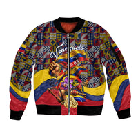 Venezuela Flag Day Patriotism Sleeve Zip Bomber Jacket Heritage Flag Jaguar Traditional Instruments
