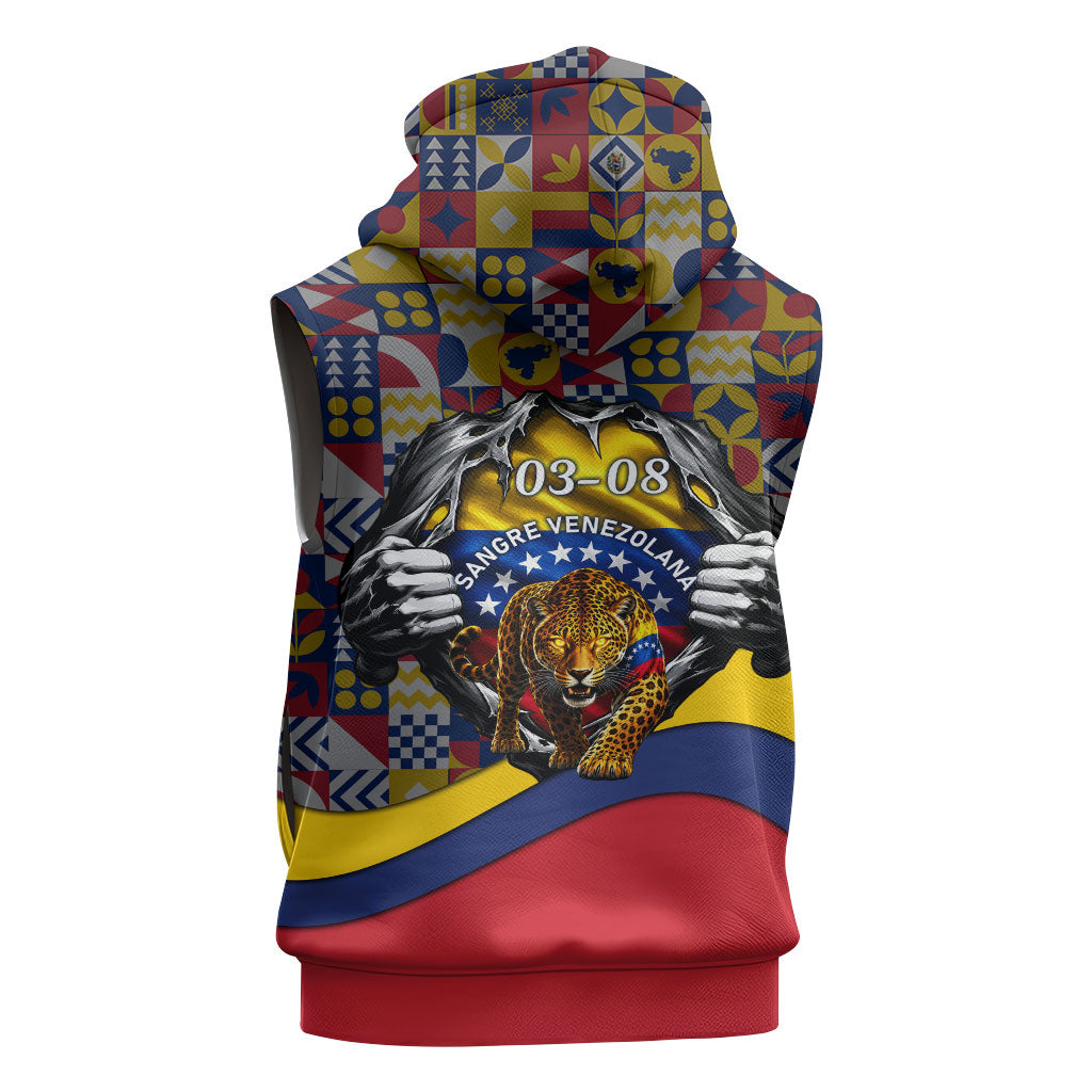 Venezuela Flag Day Patriotism Sleeveless Hoodie Heritage Flag Jaguar Traditional Instruments