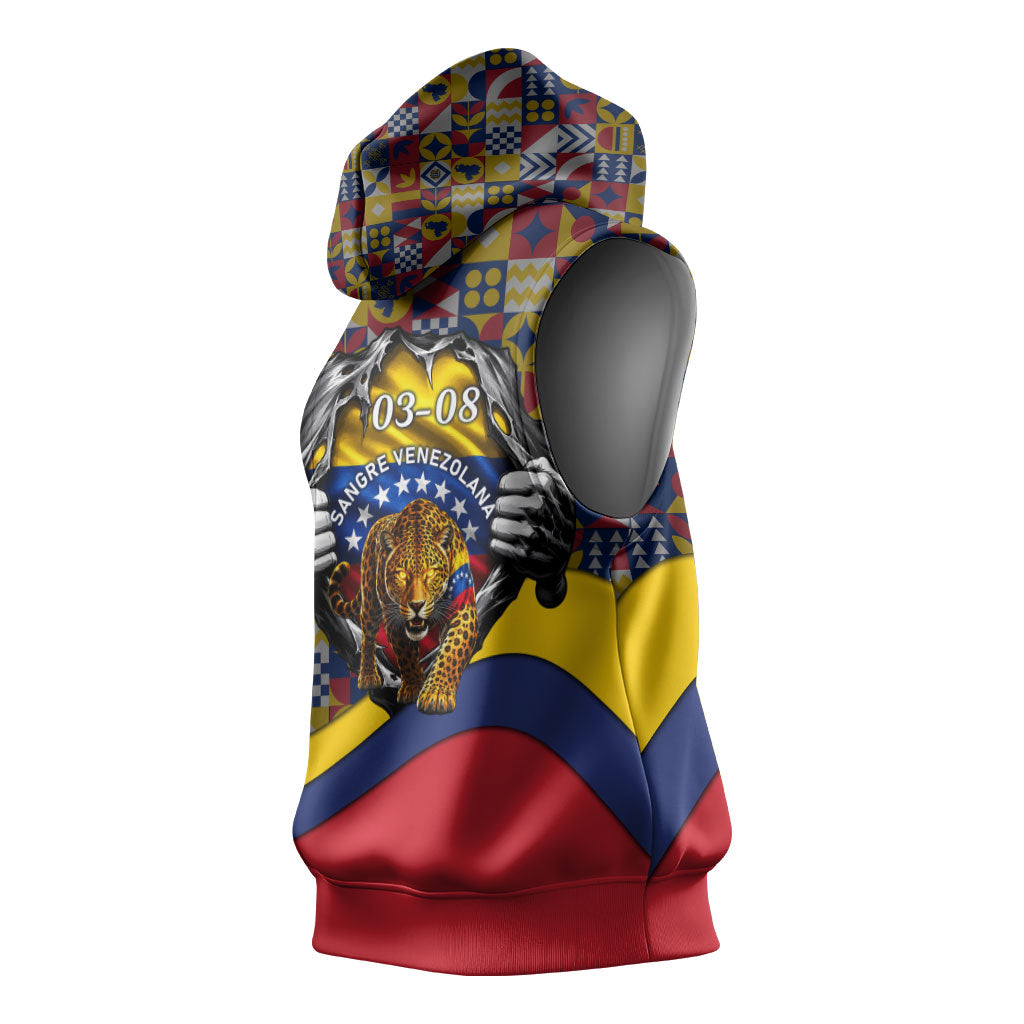 Venezuela Flag Day Patriotism Sleeveless Hoodie Heritage Flag Jaguar Traditional Instruments
