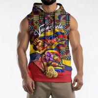 Venezuela Flag Day Patriotism Sleeveless Hoodie Heritage Flag Jaguar Traditional Instruments