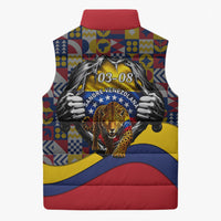 Venezuela Flag Day Patriotism Sleeveless Puffer Jacket Heritage Flag Jaguar Traditional Instruments