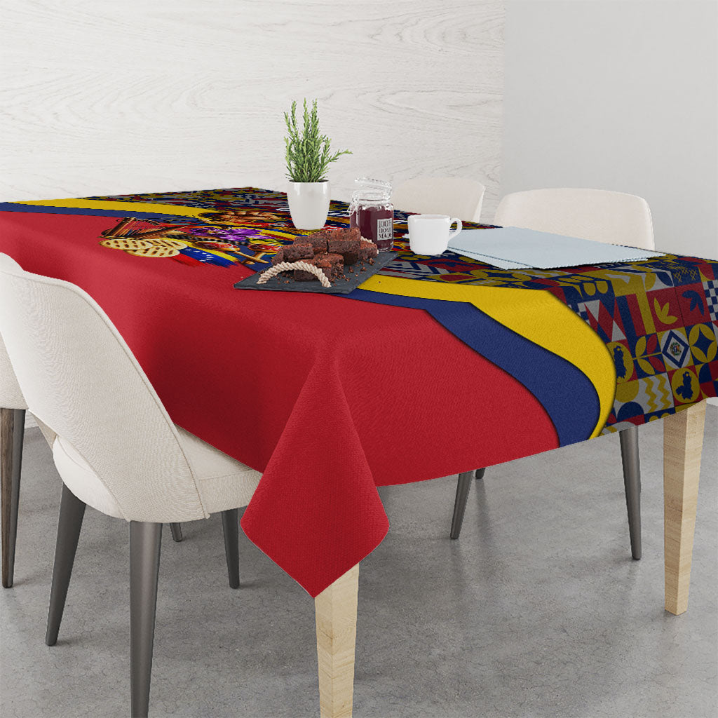 Venezuela Flag Day Patriotism Tablecloth Heritage Flag Jaguar Traditional Instruments