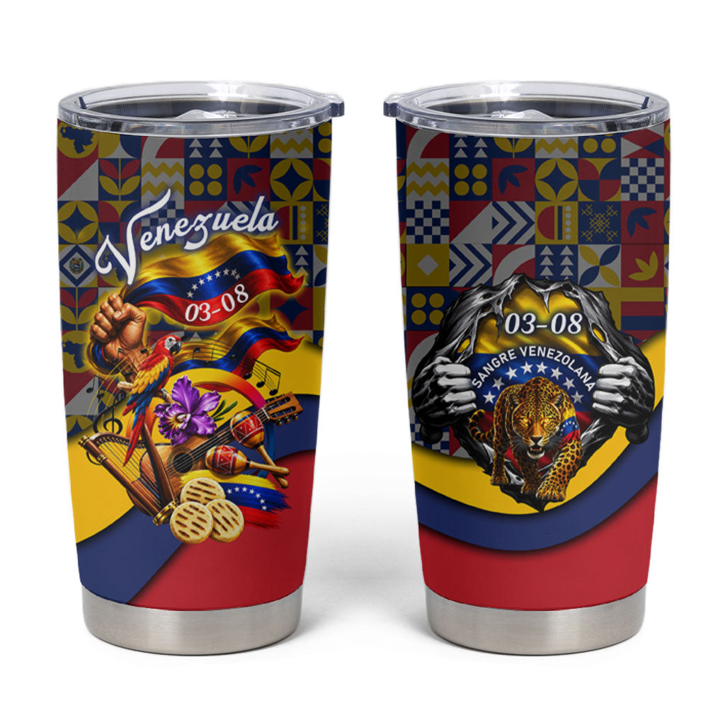 Venezuela Flag Day Patriotism Tumbler Cup Heritage Flag Jaguar Traditional Instruments
