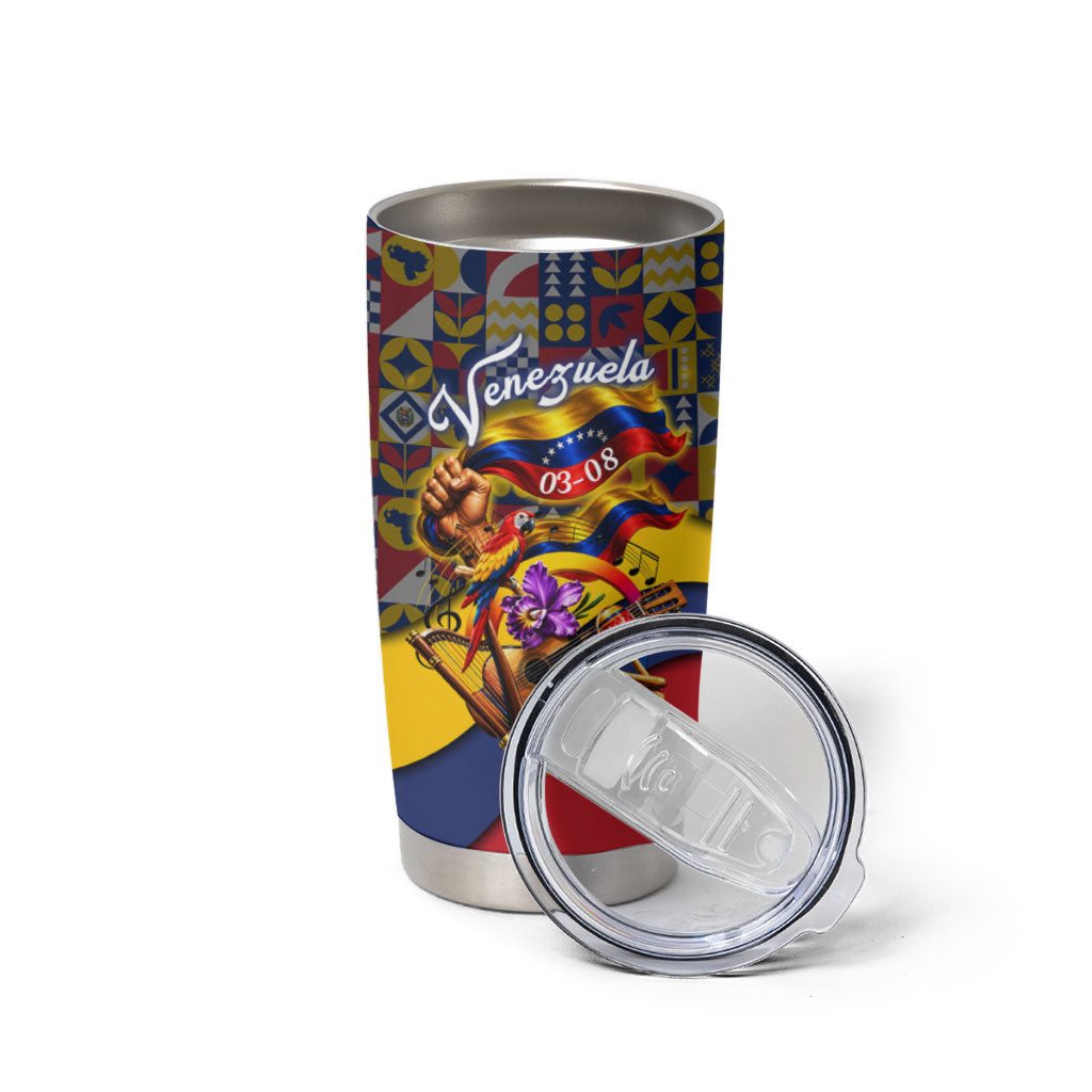 Venezuela Flag Day Patriotism Tumbler Cup Heritage Flag Jaguar Traditional Instruments