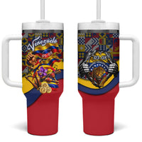Venezuela Flag Day Patriotism Tumbler With Handle Heritage Flag Jaguar Traditional Instruments