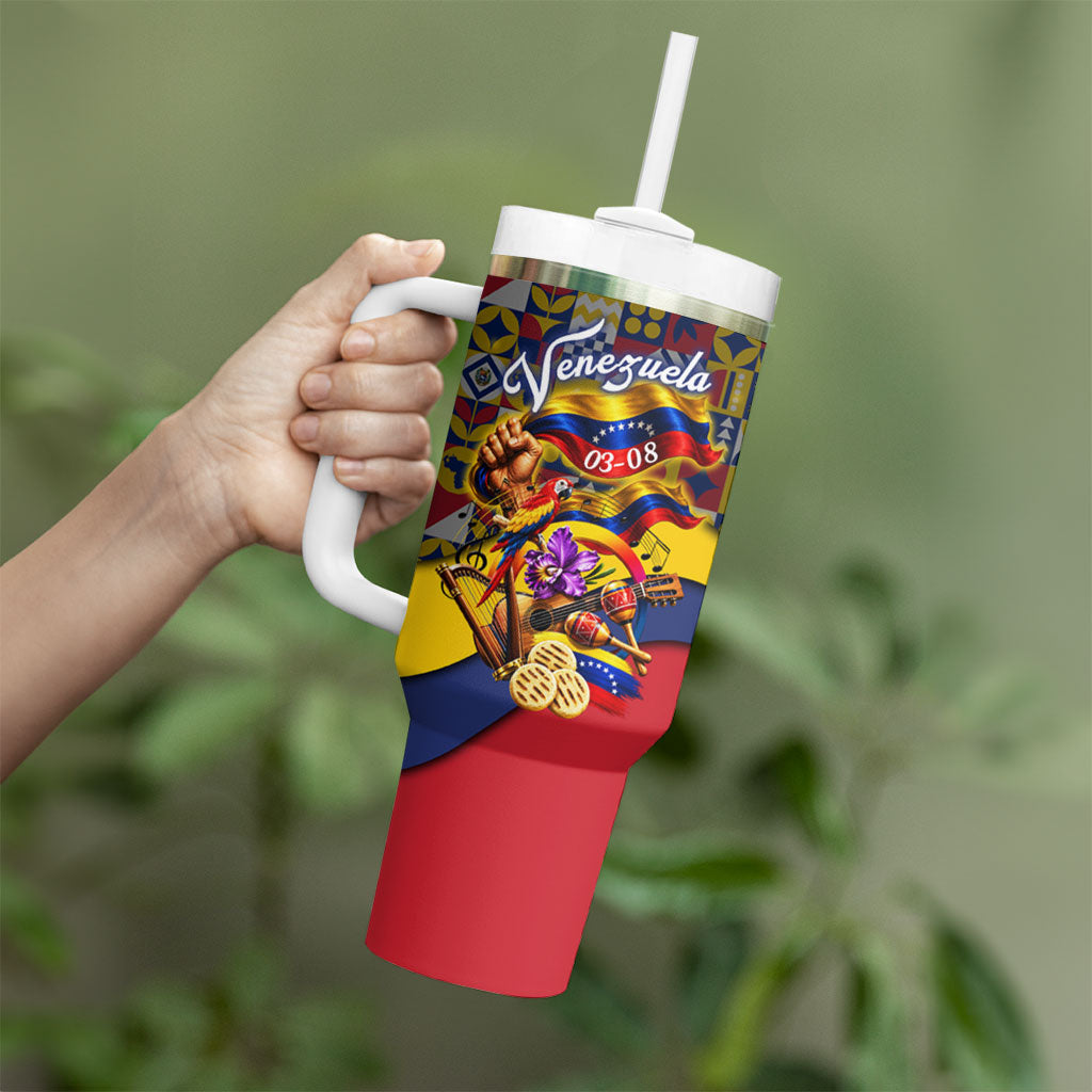 Venezuela Flag Day Patriotism Tumbler With Handle Heritage Flag Jaguar Traditional Instruments
