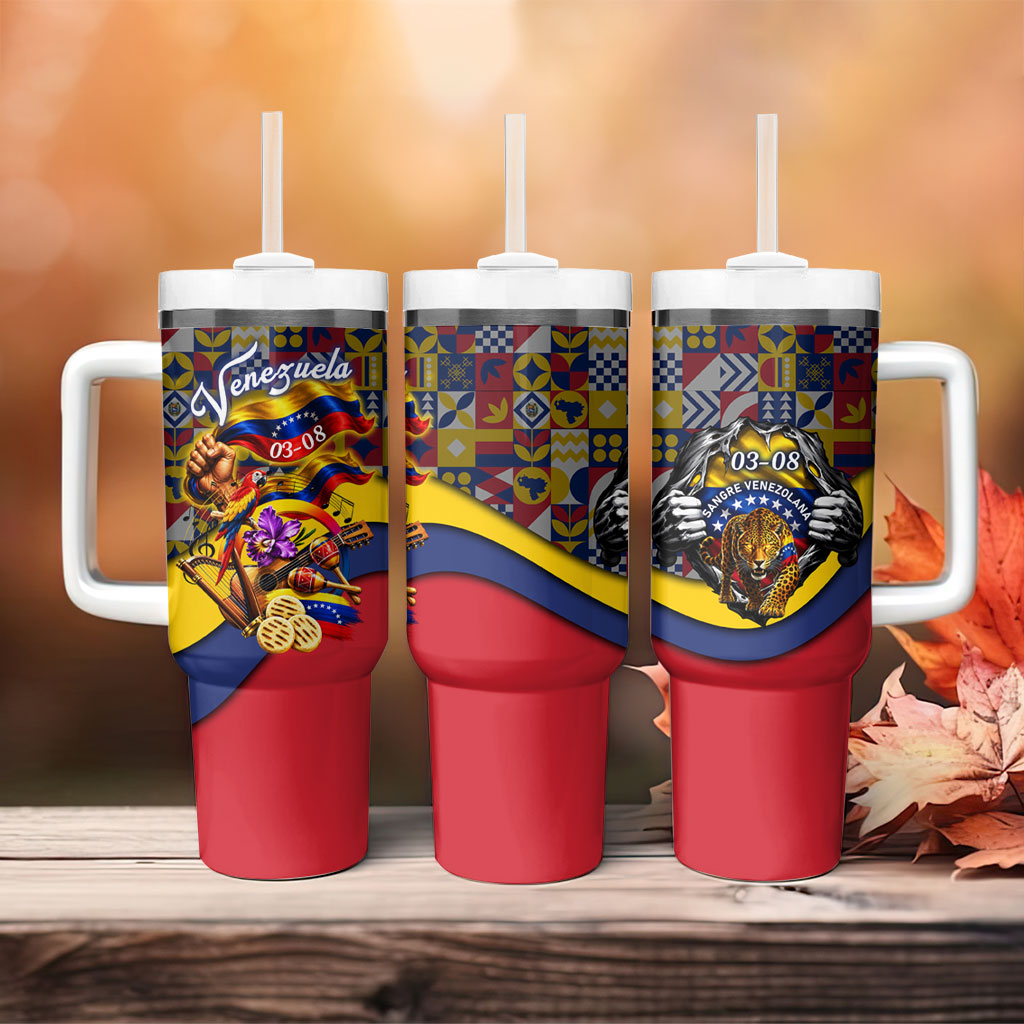 Venezuela Flag Day Patriotism Tumbler With Handle Heritage Flag Jaguar Traditional Instruments