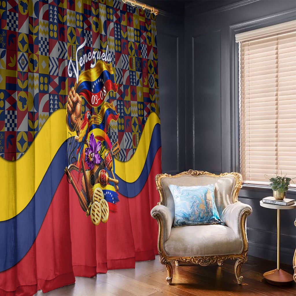 Venezuela Flag Day Patriotism Window Curtain Heritage Flag Jaguar Traditional Instruments