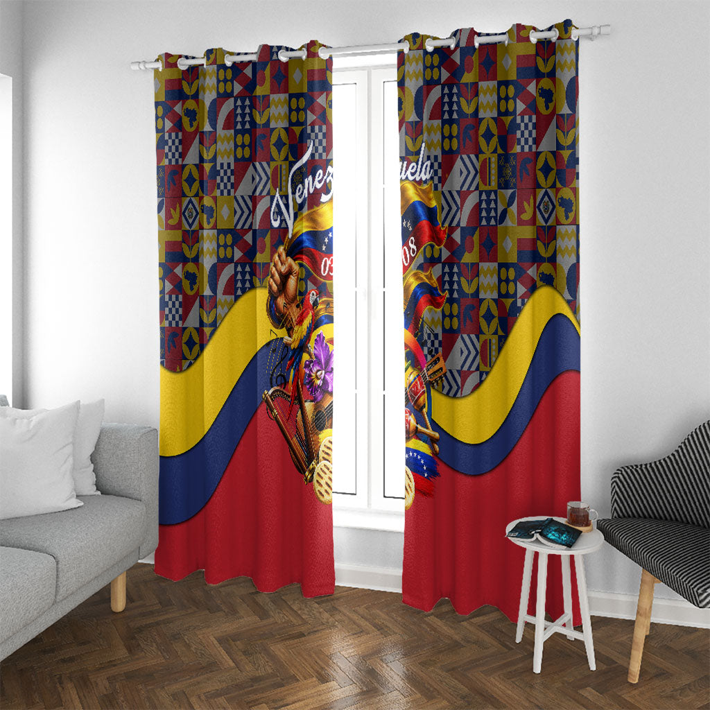 Venezuela Flag Day Patriotism Window Curtain Heritage Flag Jaguar Traditional Instruments