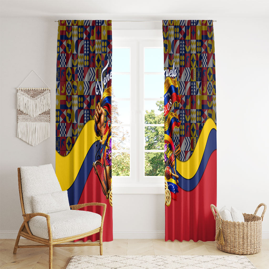 Venezuela Flag Day Patriotism Window Curtain Heritage Flag Jaguar Traditional Instruments