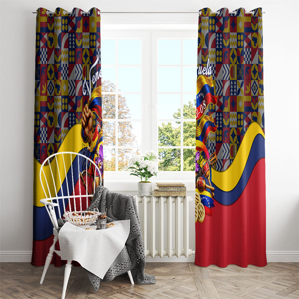 Venezuela Flag Day Patriotism Window Curtain Heritage Flag Jaguar Traditional Instruments
