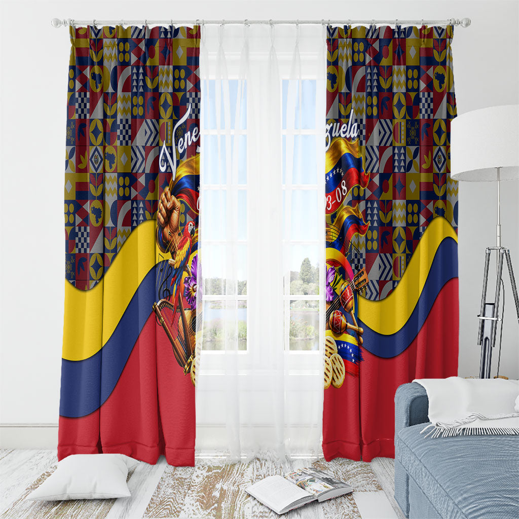 Venezuela Flag Day Patriotism Window Curtain Heritage Flag Jaguar Traditional Instruments