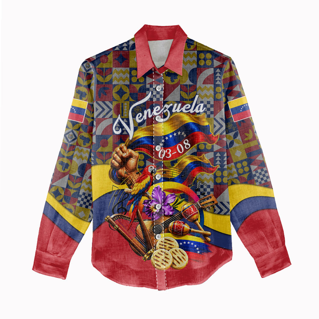 Venezuela Flag Day Patriotism Women Casual Shirt Heritage Flag Jaguar Traditional Instruments