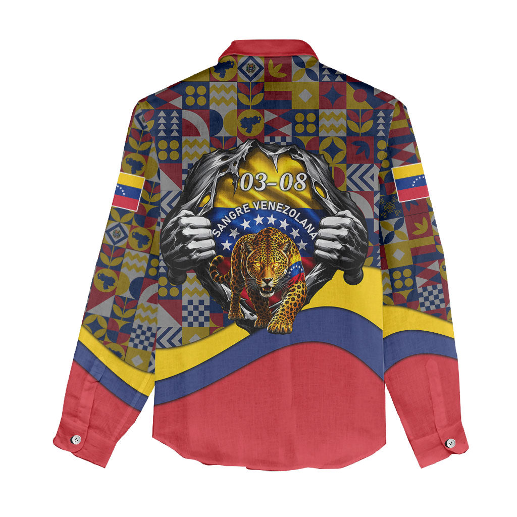 Venezuela Flag Day Patriotism Women Casual Shirt Heritage Flag Jaguar Traditional Instruments