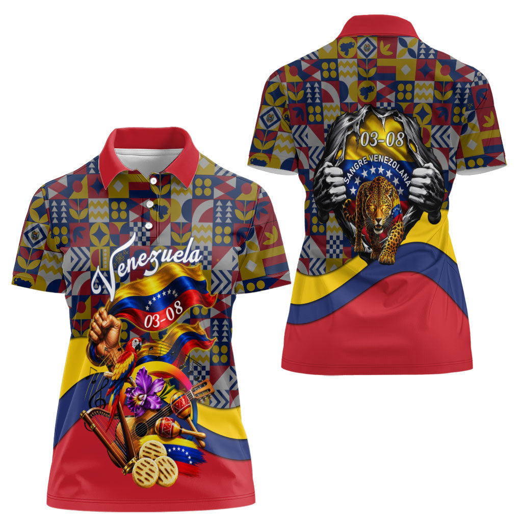 Venezuela Flag Day Patriotism Women Polo Shirt Heritage Flag Jaguar Traditional Instruments