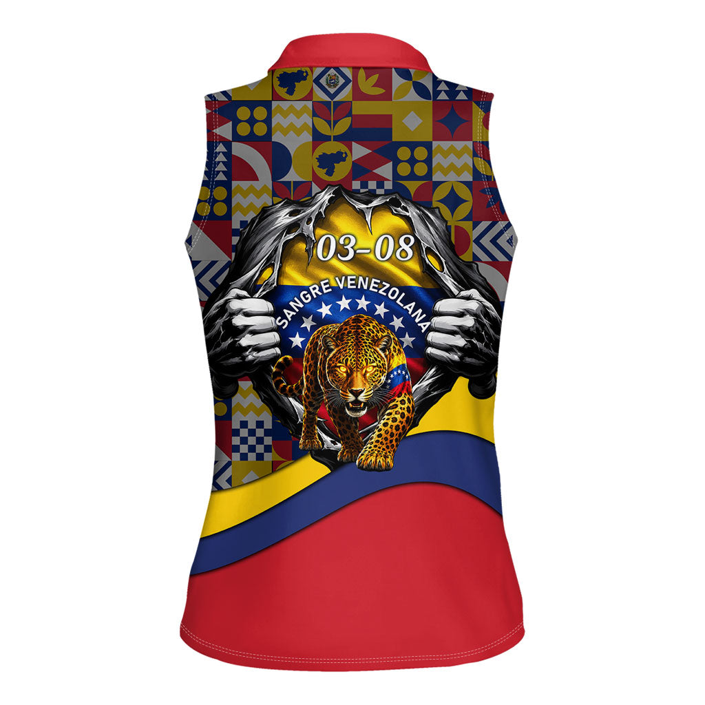 Venezuela Flag Day Patriotism Women Sleeveless Polo Shirt Heritage Flag Jaguar Traditional Instruments