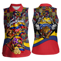 Venezuela Flag Day Patriotism Women Sleeveless Polo Shirt Heritage Flag Jaguar Traditional Instruments