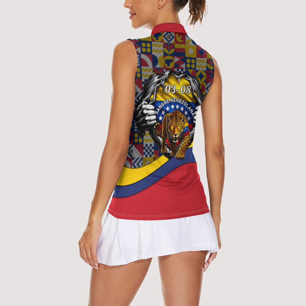 Venezuela Flag Day Patriotism Women Sleeveless Polo Shirt Heritage Flag Jaguar Traditional Instruments