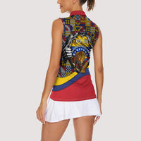 Venezuela Flag Day Patriotism Women Sleeveless Polo Shirt Heritage Flag Jaguar Traditional Instruments