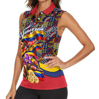 Venezuela Flag Day Patriotism Women Sleeveless Polo Shirt Heritage Flag Jaguar Traditional Instruments