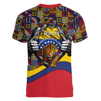 Venezuela Flag Day Patriotism Women V-Neck T-Shirt Heritage Flag Jaguar Traditional Instruments