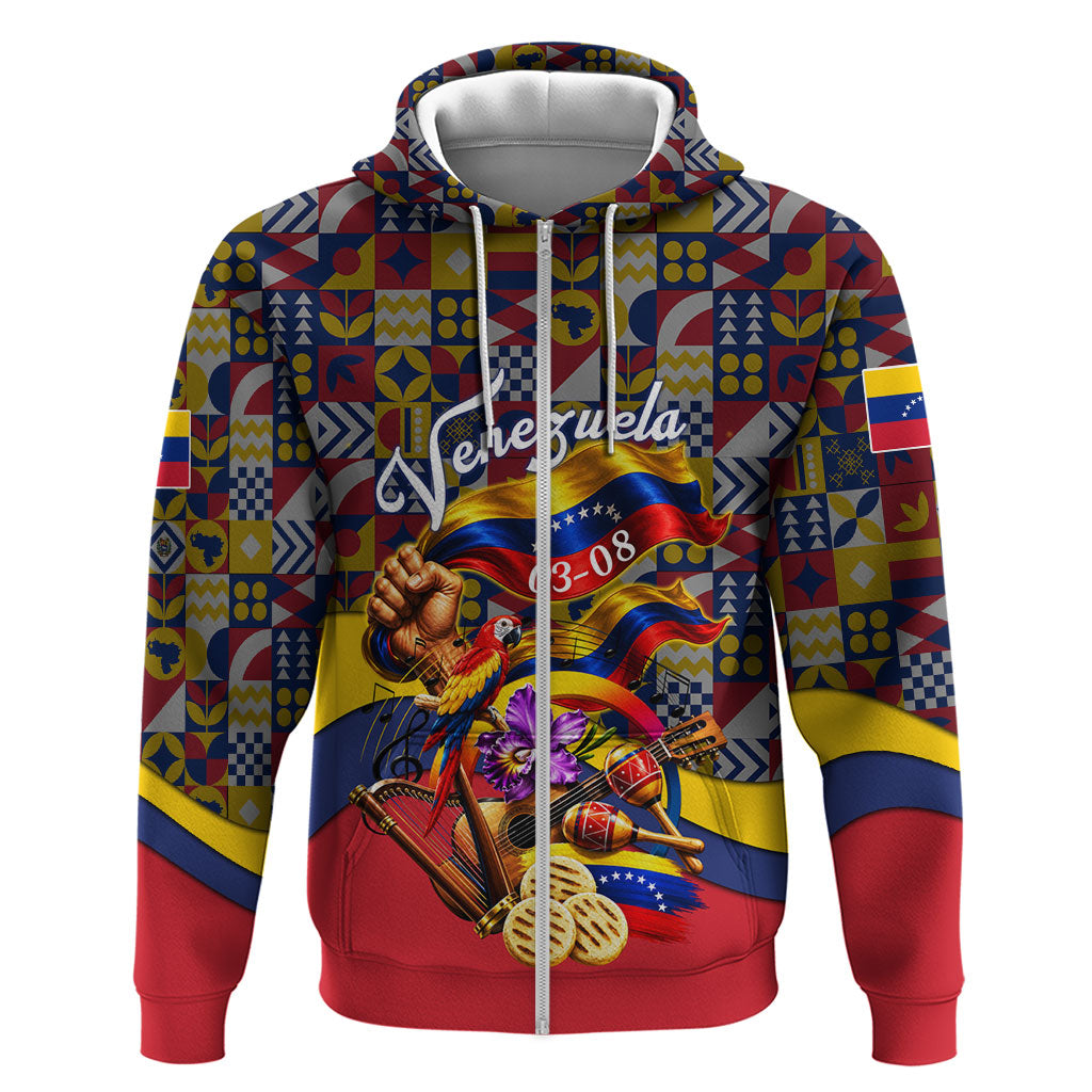 Venezuela Flag Day Patriotism Zip Hoodie Heritage Flag Jaguar Traditional Instruments