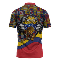 Venezuela Flag Day Patriotism Zipper Polo Shirt Heritage Flag Jaguar Traditional Instruments