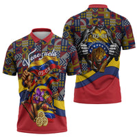 Venezuela Flag Day Patriotism Zipper Polo Shirt Heritage Flag Jaguar Traditional Instruments
