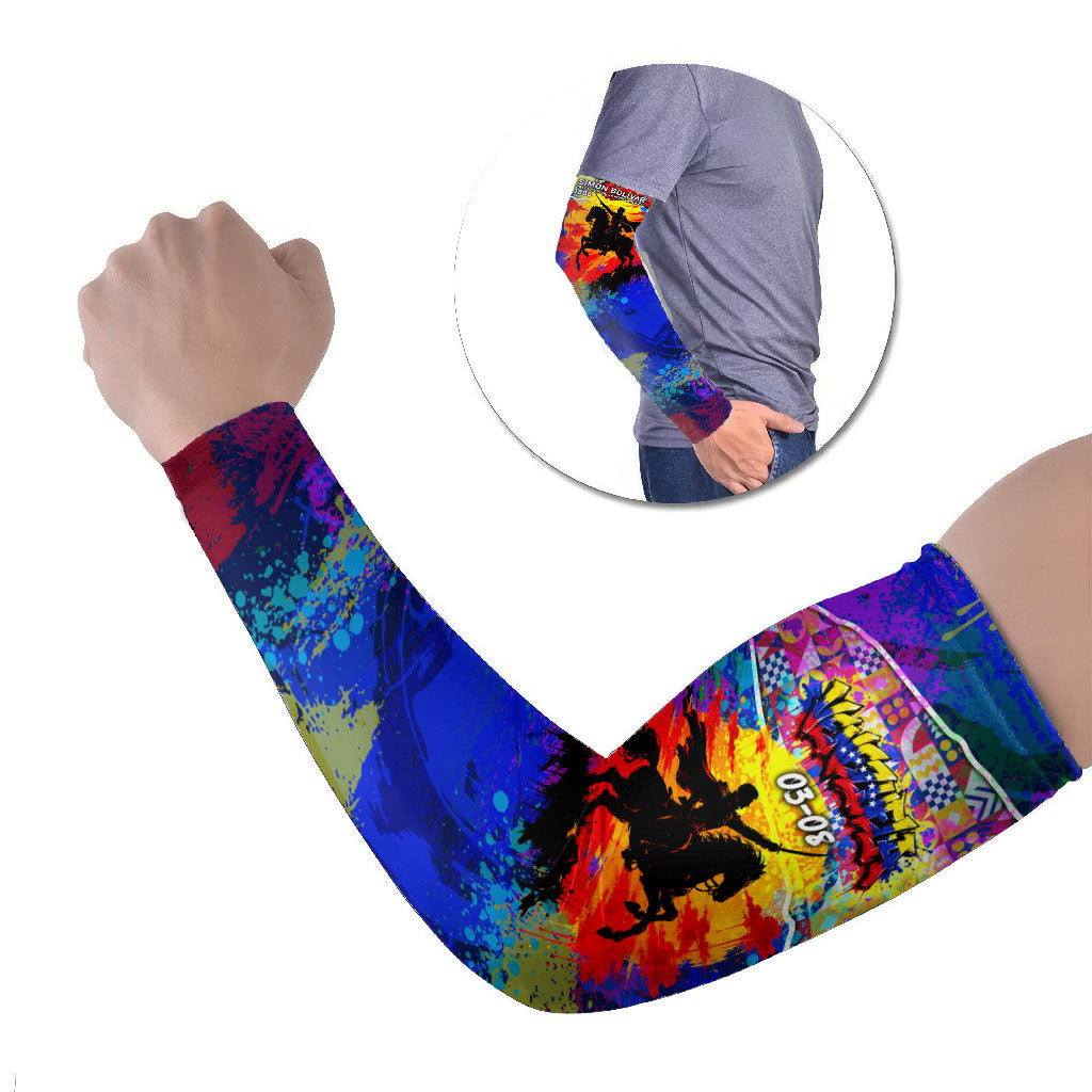 Simon Bolivar Venezuela Flag Day Arm Sleeves Patriotism Precursor De La Independencia Vibrant Flag
