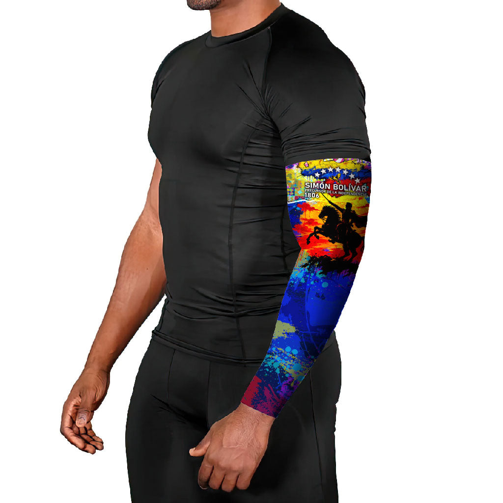 Simon Bolivar Venezuela Flag Day Arm Sleeves Patriotism Precursor De La Independencia Vibrant Flag